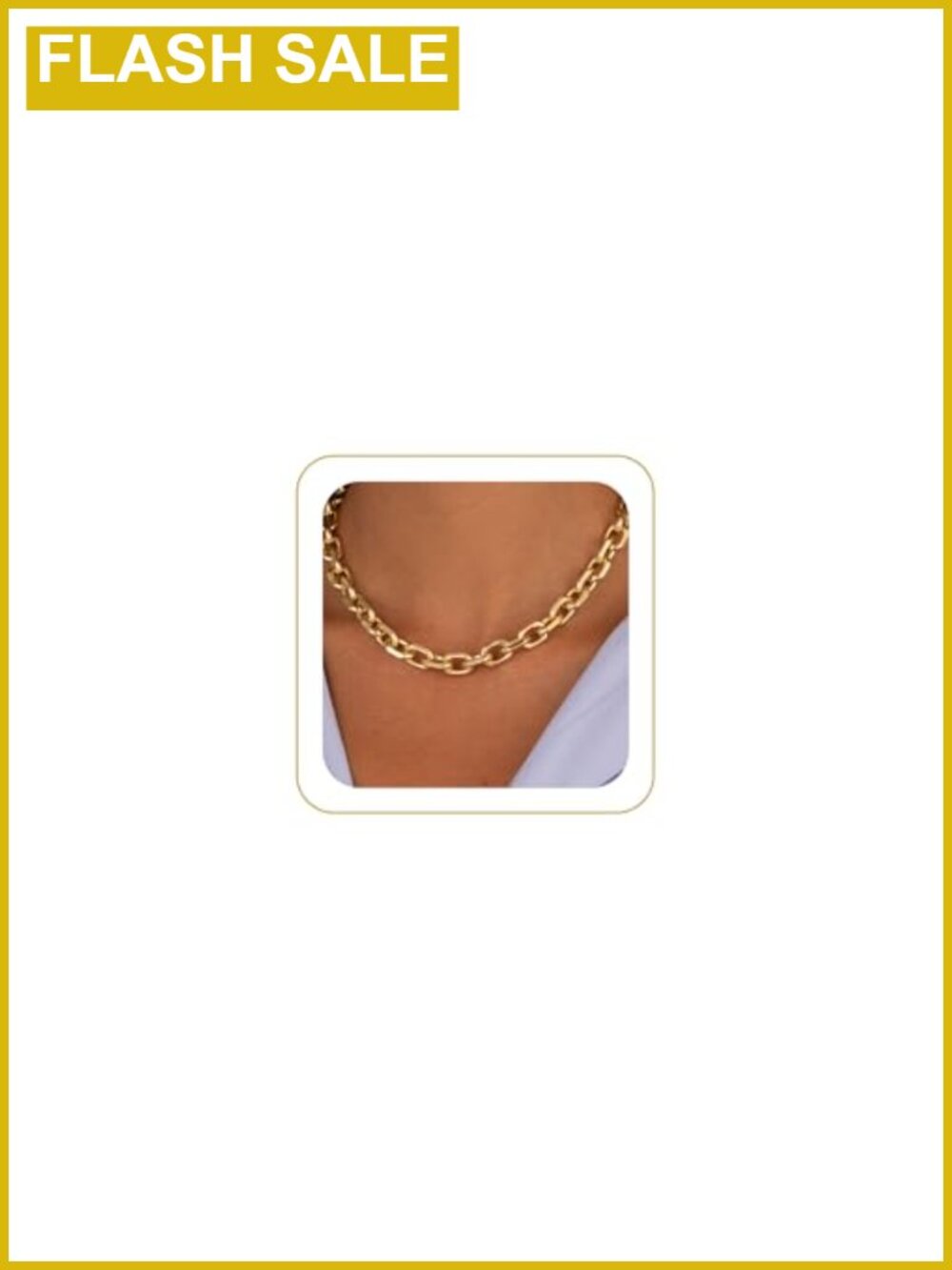 Gold Plated Paperclip Chain Necklace Women 14K 40cm